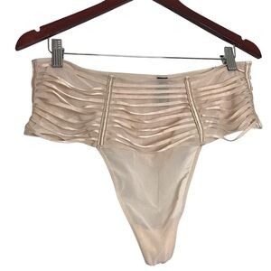 Victoria’s Secret Cream Bands Sheer High Waisted Thong Womens Sz XL NWT Sexy